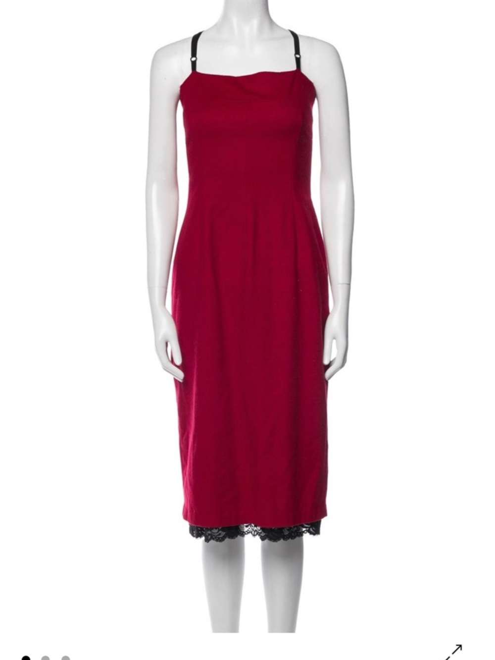 Dolce & Gabbana Red Slip Dress w/ Black Lace Hem | IT 42 (US 6)